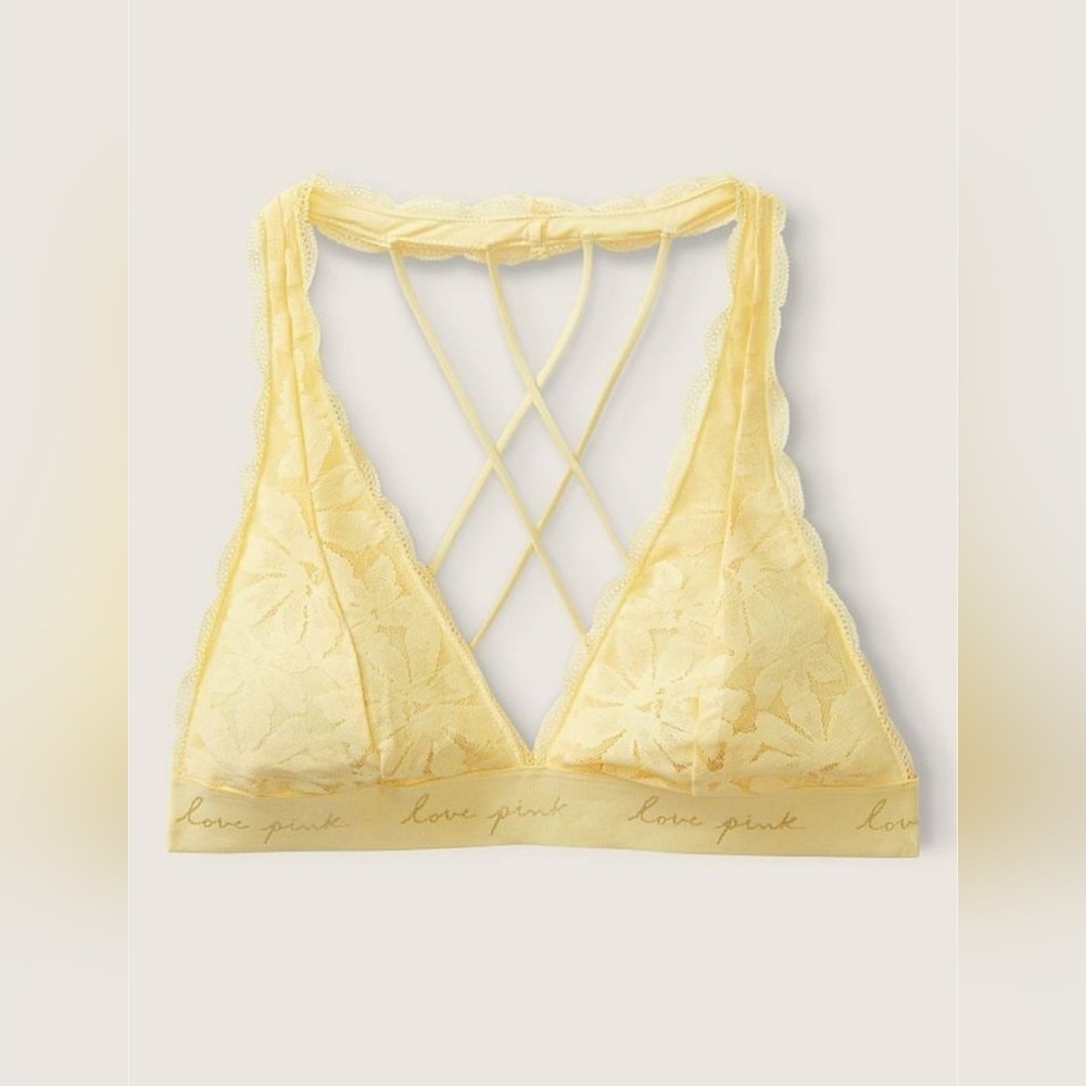 PINK Victoria's Secret Butter Yellow Lace Bralette
